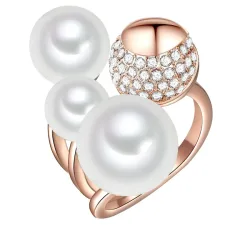 Lulu & Jane Perlen-Ring Messing Glas Muschelkernperle in Roségold Ringe 1 ct Damen