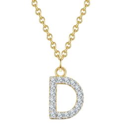 Glanzstücke München Halskette Buchstabe M aus Sterling Silber in gelbgold mit Zirkonia Ketten 1 ct Damen