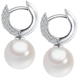 Rafaela Donata Ohrhänger Sterling Silber Zirkonia Muschelkernperle in Silber Ohrringe 1 ct Damen