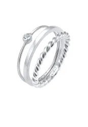 Elli - Ring Set Trend Solitär Kristalle, 52mm, Silber