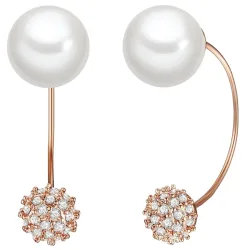 Lulu & Jane Perlen-Ohrstecker Messing Crystal Muschelkernperle in Roségold Ohrringe 1 ct Damen
