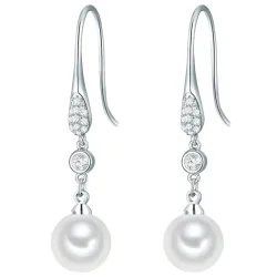 Lulu & Jane - Perlen-Ohrhänger, 43mm, Silber