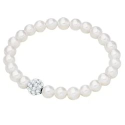 Lulu & Jane Perlen-Armband Metall-Legierung Crystal Muschelkernperle in Silber Armbänder & Armreife 1 ct Damen