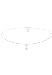 Elli Elli Halskette Choker Kreuz Religion Zirkonia 925 Silber Ketten 1 ct Damen