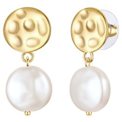 Yokoamii Ohrhänger aus Metall-Legierung in Gelbgold mit Perle (synth.) Ohrringe 1 ct Damen