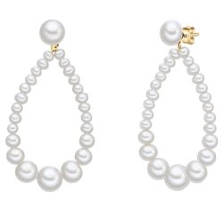 Valero Pearls Perlen-Ohrhänger Sterling Silber Süßwasser-Zuchtperle in gelbgold Ohrringe 1 ct Damen