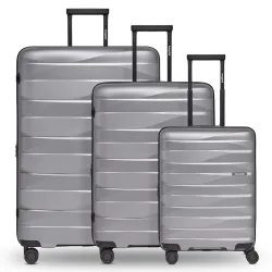 bergpfeil Travel 4-Rollen Kofferset 3-tlg. mit Dehnfalte Reisetaschen 1 ct Silber Herren