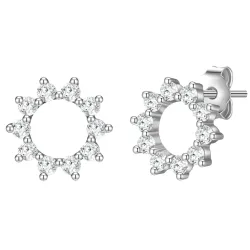 Glanzstücke München Ohrstecker Blume/Kreis Sterling Silber Zirkonia in Silber Ohrringe 1 ct Damen