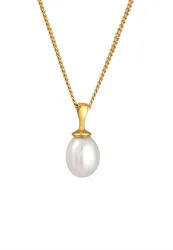 Elli - Halskette Süßwasserzuchtperle Anhänger, 45cm, Gold