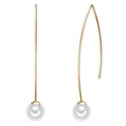 Lulu & Jane Perlen-Ohrhänger Messing Muschelkernperle in Gelbgold Ohrringe 1 ct Damen