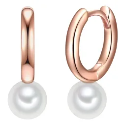 Valero Pearls Creolen Sterling Silber Süßwasser-Zuchtperle in Roségold Ohrringe 1 ct Damen