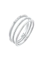 Elli Stapelringe Zirkonia Kordel Basic 3er Set 925 Silber Ringe 1 ct Damen