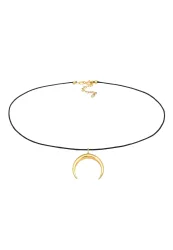 Elli Choker Nylon Halbmond Sichel 925 Silber Ketten 1 ct Damen