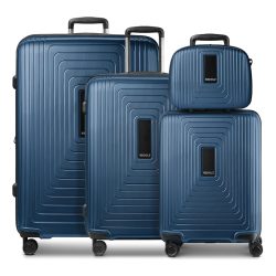 Redolz Essentials 14 4-Rollen Kofferset + Beautycase 4 tlg. mit Dehnfalte Reisetaschen 1 ct Violett Herren