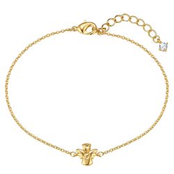 Lulu & Jane Armband Engel aus Messing in gelbgold mit Zirkonia Armbänder & Armreife 1 ct Damen