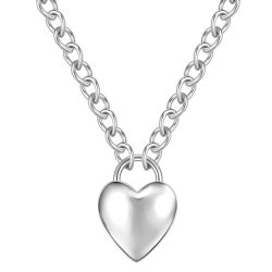 Yokoamii Halskette Herz aus Messing in silber Ketten 1 ct Damen