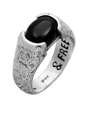 Haze & Glory Liberty - Schwarzer Onyx 925 Silber Ringe 1 ct Herren