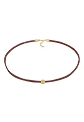 Elli Choker Velour Leder Bead Trend 925 Silber Ketten 1 ct Damen