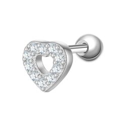 Glanzstücke München Ohrstecker Herz aus Sterling Silber in Silber mit Zirkonia Ohrringe 1 ct Damen