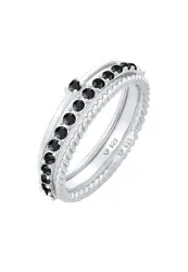 Elli - Ring Stapelring Kristalle 3Er Set, 54mm, Silber