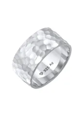Elli Basic Bandring Gehämmert Trend Cool 925 Silber Ringe 1 ct Damen