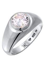 KUZZOI Zirkonia Weiß Diamantschliff 925 Sterling Silber Unisex Ringe 1 ct Herren