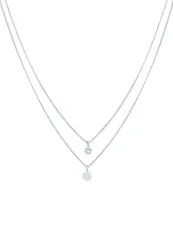 Elli - Halskette Layer Plättchen Kristall, 40cm, Silber