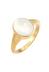 Elli - Ring Siegelring Mondstein, 52mm, Gold