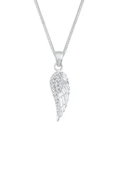 Elli - Halskette Flügel Anhänger Kristalle, 45cm, Silber