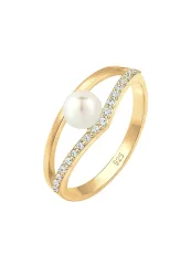 Elli Süßwasserzuchtperle Kristalle 925 Sterling Silber Ringe 1 ct Damen