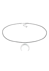 Elli Choker Nylon Halbmond Sichel 925 Silber Ketten 1 ct Damen
