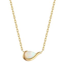 Glanzstücke München Halskette aus Sterling Silber in Gelbgold mit Opal Ketten 1 ct Damen