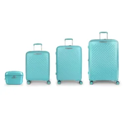 Gabol Queens 4 Rollen Kofferset 4-teilig mit Dehnfalte Reisetaschen 1 ct Petrol Herren