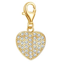 Rafaela Donata Charm Herz aus Sterling Silber in Gelbgold mit Zirkonia Ketten 1 ct Damen