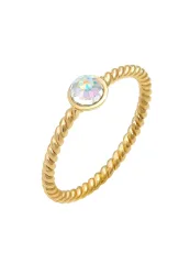 Elli Solitär Twisted 925 Silber vergoldet, mit Kristallen von Swarovski® Ringe 1 ct Damen