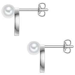 Rafaela Donata Ohrstecker aus Sterling Silber in silber mit Zirkonia Muschelkernperle Ohrringe 1 ct Damen
