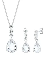 Elli - Schmuckset Tropfen Edel Kristalle, Silber