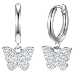 Glanzstücke München Creolen Schmetterling aus Sterling Silber in silber mit Zirkonia Ohrringe 1 ct Damen