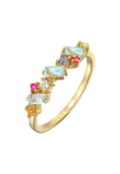 Elli - Ring  Premium Ring Peridot Topas Mondstein Glamour 925 Silber Vergoldet, 52mm