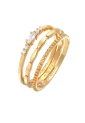 Elli Zirkonia Marquise Basic Stapelring Set 925 Silber Ringe 1 ct Damen