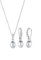 Elli Elli Schmuckset Elegant Süsswasserperle Kristalle 925 Silber Schmuck-Set 1 ct Damen