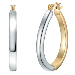 Yokoamii Creolen Metall-Legierung in Silber/Gelbgold Ohrringe 1 ct Damen