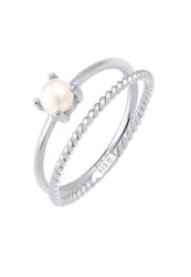 Elli PREMIUM Ring Set Perle Twisted 925 Silber Ringe 1 ct Damen