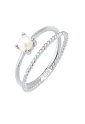 Elli PREMIUM Ring Set Perle Twisted 925 Silber Ringe 1 ct Damen