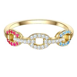Lulu & Jane Ring aus Messing in Gelbgold mit Zirkonia Ringe 1 ct Damen