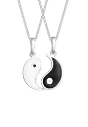 Elli - Halskette Partnerketten Yin Yang, 45cm, Schwarz