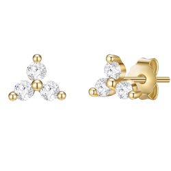 Lulu & Jane Ohrstecker aus Messing in Gelbgold mit Zirkonia Ohrringe 1 ct Damen