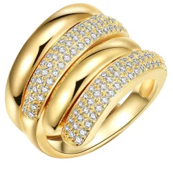 Lulu & Jane Ring Messing Zirkonia in Gelbgold Ringe 1 ct Damen