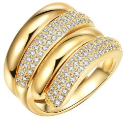 Lulu & Jane Ring Messing Zirkonia in Gelbgold Ringe 1 ct Damen