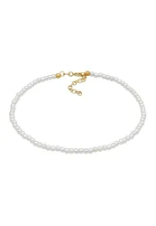 Elli - Fußschmuck Perlen Synthetisch Klassik Basic, 22cm, Gold
